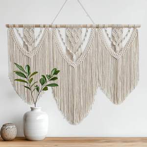 Tapiz de Pared de Macramé Tejido a Mano de Algodón, Decoración Bohemia para Bodas, Hecho en Vietnam - Product Image 1