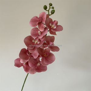 C-110 Decoraciones para Bodas, <span class=keywords><strong>Flores</strong></span> <span class=keywords><strong>Artificiales</strong></span> Vintage de Tacto Real, Látex, Rama Larga Individual, 9 Cabezas, Orquídea Blanca Phalaenopsis - Product Image 3
