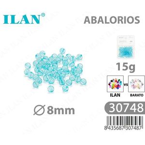Ilan Abalorios Perles rondes facettées bleu clair de 8 mm 15 g pour la fabrication de bijoux - Product Image 1
