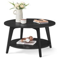 Table basse ronde au design moderne avec rangement, en bois de pin écologique, portable, pour salon et bureau à domicile
