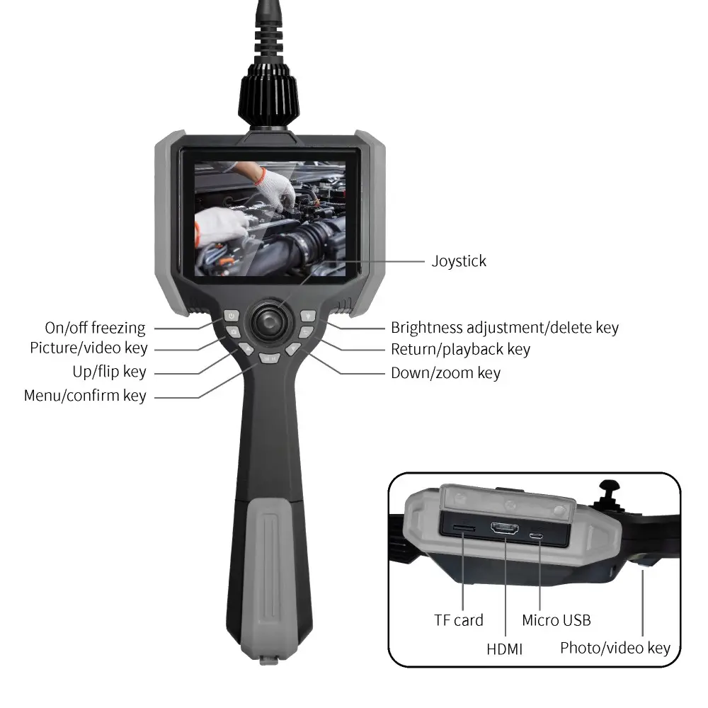 3.9mm 1M वायरलेस Endoscope कैमरा प्रकाश 1080P के साथ हाथ में वाईफाई निरीक्षण कैमरा 1.0 मेगापिक्सल औद्योगिक videoscope