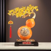 Adorno de Resina Epoxi Ziqi Donglai, Calabaza Esculpida Artística, Árbol de la Fortuna, Arte Folclórico Coleccionable, para Sala de Estar, Mueble de TV, de Alta Gama