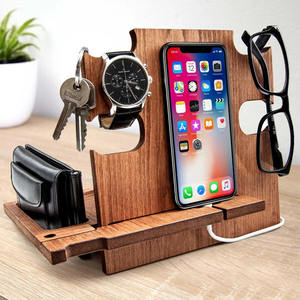 Table de chevet en bois organisateur de téléphone et de montre station d'accueil pour téléphone avec étagère de rangement idée cadeau - Product Image 6