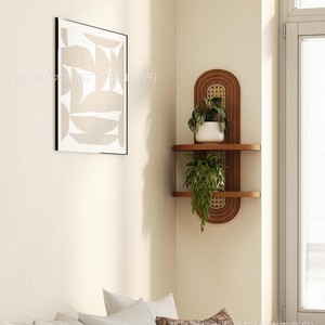 Étagère murale bohème en bois ovale à 2 niveaux, porte-plantes suspendu, décoration pour l'intérieur de la maison - Product Image 4