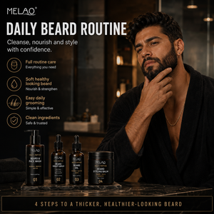 MELAO Kit de Soins Barbe Multi-Peptides : Baume, Huile, Sérum et Nettoyant Visage pour Hommes – Épaississant et Nourrissant pour un Soin Quotidien - Product Image 1