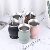 Tasse de luxe classique d'isolation thermique matérielle d'acier inoxydable de mur de tasse de Yerba Mate