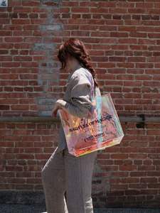 Logo personnalisé Transparent Holographique PVC Cadeau Hologramme Laser Plage Irisé Tote Shopping Bag - Product Image 5