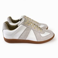 Chaussures de sport décontractées unisexes en cuir blanc, semelle plate Oxford antidérapante, style allemand