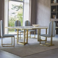Ensemble de table et chaises de banquet de haute qualité, plateau en marbre durable, moderne, blanc, 6 places, solide, pour salle à manger et hôtel