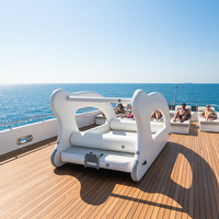 Bateau Électrique Gonflable Flottant en Promotion, Bateau-Maison Gonflable Solaire Durable avec Moteur pour Jeux Aquatiques