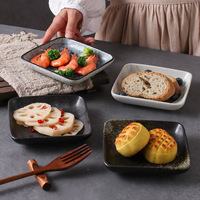 Assiettes carrées en céramique japonaise pour restaurants, différentes couleurs, forme carrée, vaisselle en grès pour sushis