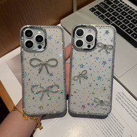 Étui de téléphone portable de luxe avec caméra en diamant pour IPhone16 Pro Max 17 15 14 Plus 13 12 DIY Diamond Glitter Bowknot Phone case
