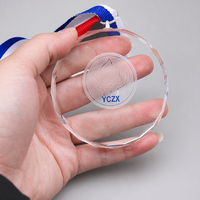 Trophée en cristal personnalisé avec ruban pour événements de compétition, souvenir, cadeau, vente en gros