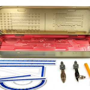 Hot Selling 9 PCS Geometry Set Math Compass Ruler Geometry Kits School Protractor and Compass Set with <b>Storage</b> Box - Product Image 2