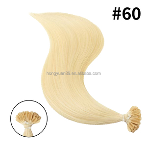 Extensions de cheveux à la kératine 60 # Platinum Blonde U Tip Cheveux vierges humains naturels Capsules d'ongles italiens chauds pré-collés 12 ''-26'' - Product Image 4
