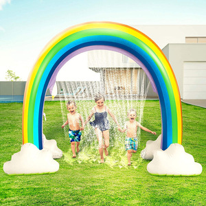 Arche gonflable arc-en-ciel à jets d'eau pour jeux en plein air, jouet de pelouse pour jeunes de 15 à 35 ans avec base nuageuse - Product Image 2