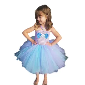 Halloween CosPlay Mermaid Princess Ariel Child Girl's Starfish Lace Dress Cute Tutu skirt Stage Dance Costume