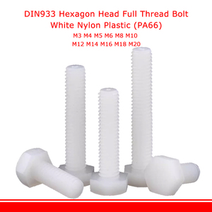 Bulloni Esagonali in Nylon Bianco PA66 DIN933, Viti in <span class=keywords><strong>Plastica</strong></span> M3 M4 M5 M6 M8 M10 M12 M14 M16 M18 M20 Sistema Metrico - Product Image 2