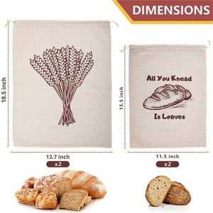 Made of 100% Natural Linen <b>Reusable</b> Bread Bag Hot Sale Cotton Custom LOGO Drawstring <b>Food</b> <b>Pouch</b> - Product Image 6