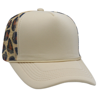 Casquette Trucker RTS 5 Panneaux en Mousse Imprimé Léopard Dos en Maille Snapback Style Western pour Golf, Extérieur, Été, Plage – Vente en Gros