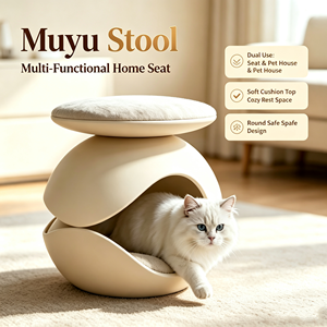 Lit pour chat, pouf, tabouret, couleur personnalisable, plastique renforcé de fibres de verre, grotte pour animaux de compagnie d'intérieur, condo de luxe pour chiot - Product Image 1