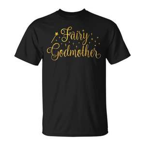 Camiseta Fairy Godmother con diseño de lámina dorada negra, camiseta promocional para mujer - Product Image 1