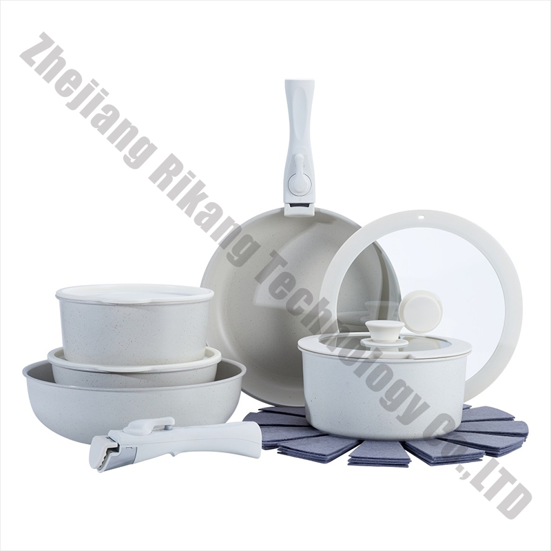 High Quality 15 Pcs Kitchen Cooking Detachable Non-stick Pot and Pan Cookware Sets with Removable Handle · image 2