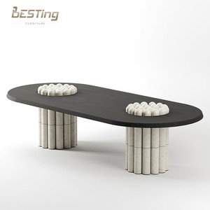 Wabi Sabi hiện đại Thiết kế đá tự nhiên Bàn Ăn Tròn hoặc hình chữ nhật bàn ăn - Product Image 1