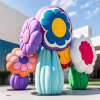 Statue de fleur de tulipe en fibre de verre grandeur nature créative pour la Saint-Valentin, événements, parcs à thème, centres commerciaux intérieurs/extérieurs, points photo