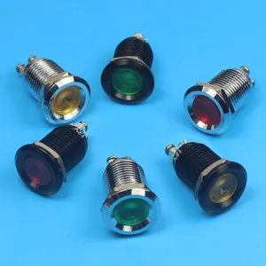 Lampe témoin d'avertissement LED en métal PIN pilote 3-6 12-24 220V 6/8/10/12/16/19/22mm puissance étanche IP65