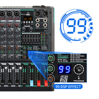 Mezclador de Audio Profesional Rayco PA8 de 8 Canales, Consola de Audio USB con Entrada para Computadora MP3 y 99 Efectos de Reverberación Integrados