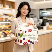 Caja de Regalo de Papel Plegable con Asa Integrada, Impresa Personalizada, para Empacar Frutos Secos, Aperitivos y Alimentos