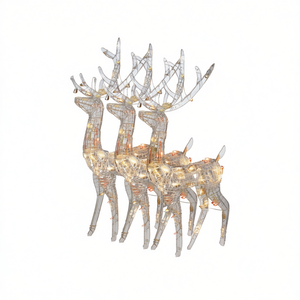 Décorations de Noël en acrylique en forme de rennes, ensemble de 3 pièces, 47,2 pouces, multicolores, style traditionnel - Product Image 1