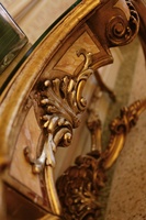 Ensemble de meubles de salon classique en feuille d'or, style vieilli, avec miroir, en bois massif