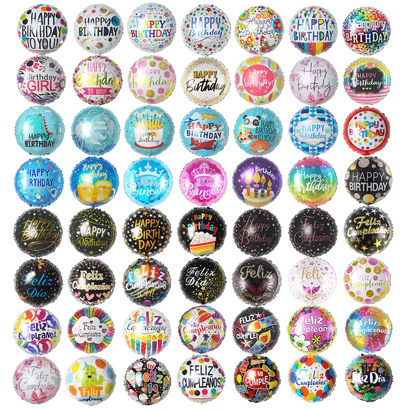 Factory custom 18inch round shape happy birthday helium foil balloons globos feliz cumpleanos for party decoration