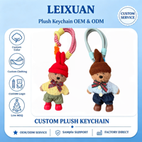 Porte-clés personnalisé en peluche ours mignon, jouet en peluche doux avec chapeau tricoté, pull, breloque de sac, nœud papillon à carreaux pour décoration de sac à dos
