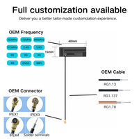 Antenne FPC interne 915 MHz 868 MHz pour appareils IoT LoRa LPWAN, 50 Ohm VSWR 1.5 max, connecteur personnalisé, longueur de câble OEM