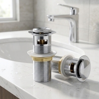 Modun Desain Modern Berkualitas Tinggi Universal Brass Sink Anti Bau Mekanisme Tombol Tekan Pembuangan Air Limbah Otomatis