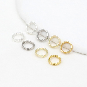 Componentes de Joyería de Doble Anillo, Chapados en Cobre con Oro de 18K y Plata, para Fabricación de Pulseras, Abalorios DIY, B04 - Product Image 2