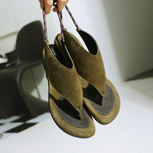 Sandalias Planas de Cuero Genuino con Diseño Francés de Nicho, Novedad Verano 2026, para Mujer, para Exteriores - Product Image 3