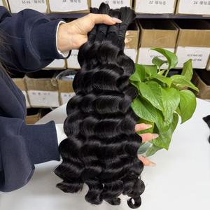 Produits de dropshipping : Cheveux humains indiens bruts noirs naturels en vrac, extensions de cheveux bohèmes, cheveux à tresser, fournisseur en gros - Product Image 3