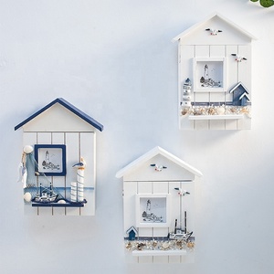 Boîte à clés en bois Style méditerranéen, <span class=keywords><strong>porte</strong></span>-clés mural en forme de maison, suspendu - Product Image 2