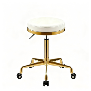 Tabouret pivotant blanc et or pour salon de beauté, réglable, hydraulique, en cuir PU, pour technicien esthétique, style luxe léger, pour studio de travail - Product Image 1