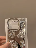 Coque de téléphone de luxe brillante en forme de cœur avec miroir pour iPhone 18 17 16 15 Pro Max 16 Pro 13 11 12, en acrylique scintillant avec strass