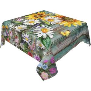 Blue Gray Leaves Square Tablecloth Polyester <b>Table</b> <b>Covers</b> for Home Decor Kitchen Dining Party Tabletop Decoration for Hotels - Product Image 2