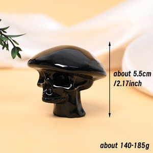 Vente en gros de sculptures de crânes de champignons en obsidienne, en cristal naturel, pour Halloween - Product Image 2