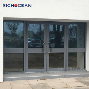 Portes commerciales à double vitrage insonorisées avec cadre en aluminium, portes battantes de sécurité pour entrée de magasin - Product Image 1