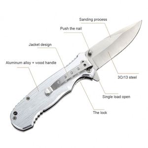 Cuchillo Plegable de Supervivencia para Camping y Caza al Aire Libre, con Hoja de Acero y Mango de Madera de Olivo, Personalizable, Venta Caliente 2026 - Product Image 2