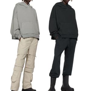 Prix d'usine, sweat à capuche personnalisé, grande taille, épaules tombantes, coupe ample, en molleton de coton, pour homme - Product Image 4