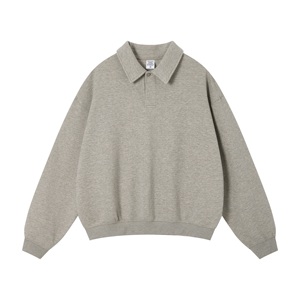 <span class=keywords><strong>Felpa</strong></span> con Colletto <span class=keywords><strong>Polo</strong></span> Personalizzata 320G in Cotone Pesante, Vestibilità Ampia, Manica Lunga, Casual, per Autunno e Inverno - Product Image 5